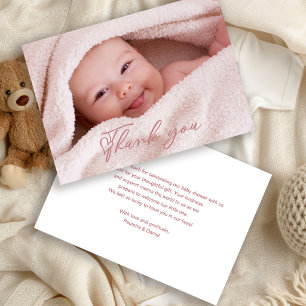 Rosa Schrift Baby-Foto-Dankeskarten Dankeskarte