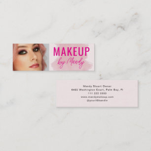 Rosa Schrift Foto Make-up Mini Visitenkarte