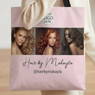 Rosa Schrift-Logo Foto-Friseursalon Tasche