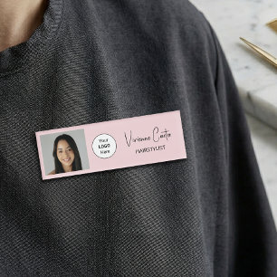 Rosa Schrift-Logo Foto Haarstylist Namenschild