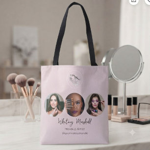 Rosa Schrift-Logo-Foto Make-up-Artistin Tasche