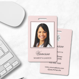 Rosa Schrift-Logo Foto Make-up Ausweis