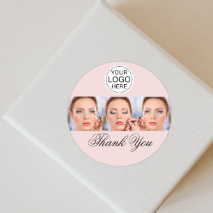 Rosa Schrift-Logo Foto-Make-up Danke Runder Aufkleber
