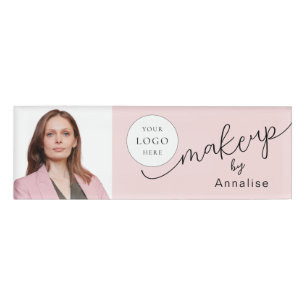 Rosa Schrift-Logo Foto Make-up Namenschild