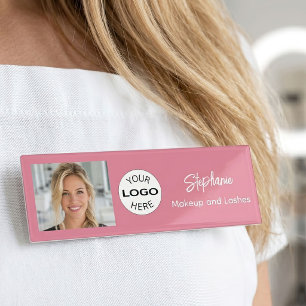 Rosa Schrift-Logo-Foto-Make-up Namenschild