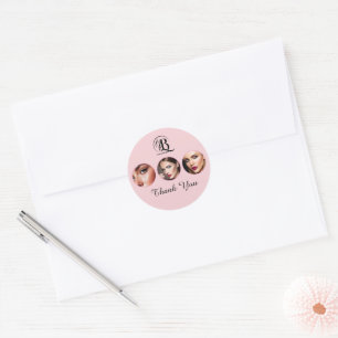 Rosa Schrift-Logo Foto-Make-up Runder Aufkleber