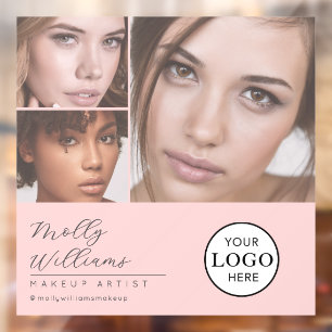 Rosa Schrift-Logo Foto Make-up Studio Fenster Fensteraufkleber