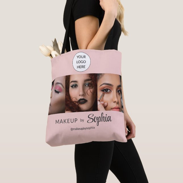 Rosa Schrift-Logo Foto-Make-up-Studio Tasche (Von Nahem)