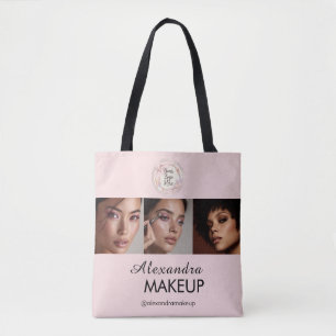 Rosa Schrift-Logo Foto-Make-up-Studio Tasche