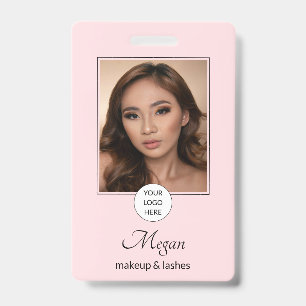 Rosa Schrift-Logo Foto Make-up und Wimpern Ausweis