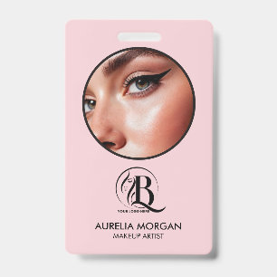 Rosa Schrift-Logo Foto Makeup Artist Ausweis