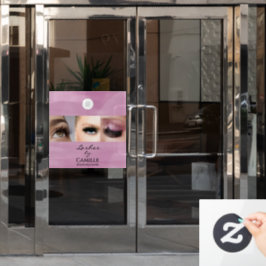 Rosa Schrift Logo Foto Makeup Studio Fenster  Fensteraufkleber