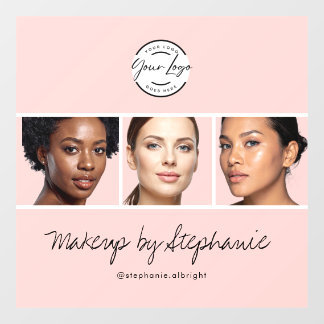 Rosa Schrift-Logo-Foto-Makeup-Studio Fensteraufkleber