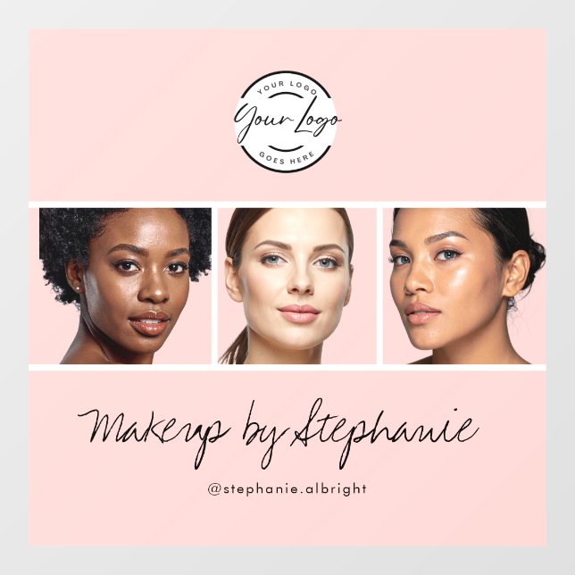 Rosa Schrift-Logo-Foto-Makeup-Studio Fensteraufkleber (Blatt)