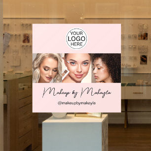 Rosa Schrift-Logo-Foto-Makeup-Studio Fensteraufkleber