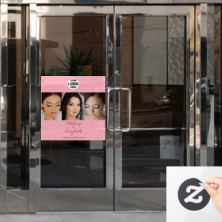 Rosa Schrift-Logo-Foto-Makeup-Studio Fensteraufkleber