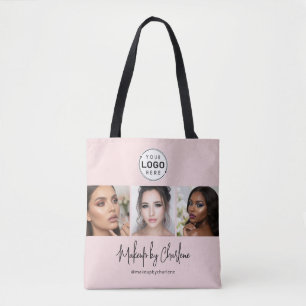 Rosa Schrift-Logo-Foto-Makeup-Studio Tasche