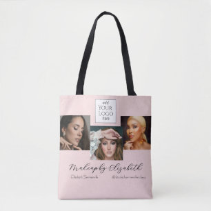 Rosa Schrift-Logo-Foto-Makeup-Studio Tasche