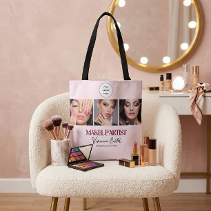 Rosa Schrift-Logo-Foto-Makeup-Studio Tasche