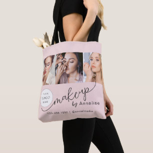 Rosa Schrift-Logo-Foto-Makeup-Studio Tasche