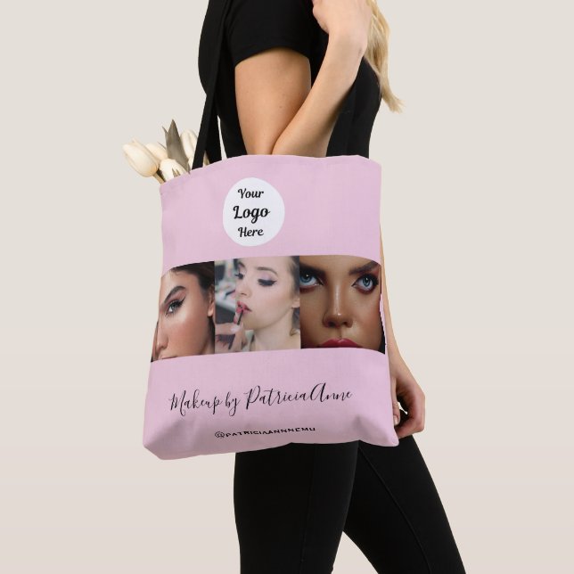Rosa Schrift-Logo-Foto-Makeup-Studio  Tasche (Von Nahem)