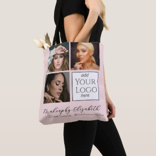 Rosa Schrift-Logo-Foto-Makeup-Studio Tasche