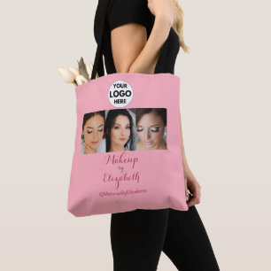 Rosa Schrift-Logo-Foto-Makeup-Studio Tasche