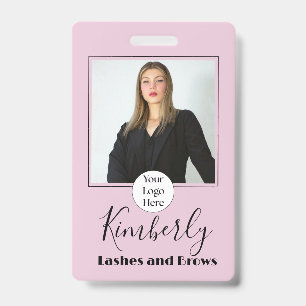Rosa Schrift-Logo Foto Wimpern und Augenbrauen Ausweis