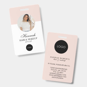 Rosa Schrift-Logo Haar Foto Make-up Abzeichen Ausweis