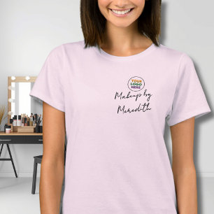 Rosa Schrift-Logo-Makeup-Mitarbeiter  T-Shirt