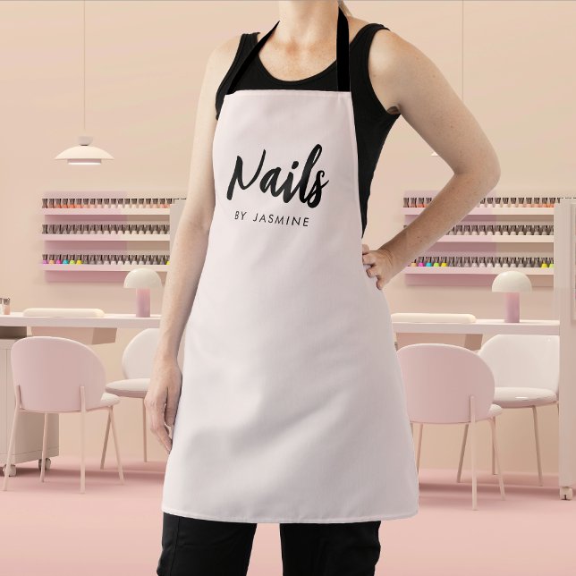 Rosa Schrift-Logo Nagelstudio-Personal Schürze (Von Creator hochgeladen)