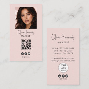 Rosa Schrift-Logo QR-Code Foto Make-up Visitenkarte