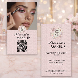 Rosa Schrift-Logo QR-Code Foto Make-up Visitenkarte