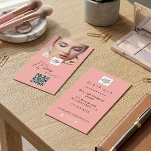 Rosa Schrift-Logo QR-Code Foto Make-up Visitenkarte