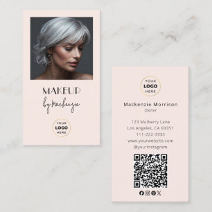 Rosa Schrift-Logo QR-Code Foto Make-up Visitenkarte