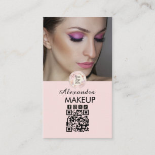 Rosa Schrift-Logo QR-Code Foto Make-up Visitenkarte