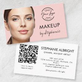 Rosa Schrift-Logo QR-Code Foto-Makeup Visitenkarte