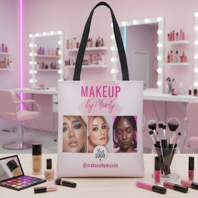 Rosa Schrift Logo QR Code Foto Wasserfarbe Make-up Tasche (Von Creator hochgeladen)