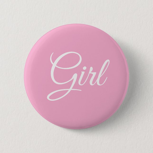 Rosa Schrift Mädchen Baby-Party Geschlechtsenthüll Button (Vorderseite)