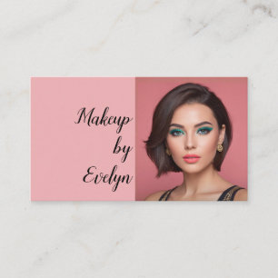 Rosa Schrift QR-Code Foto Make-up Visitenkarte