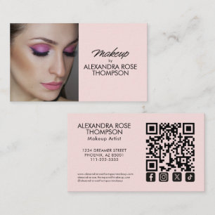 Rosa Schrift Qr Code Social Icon Make-up Visitenkarte