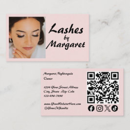 Rosa Schrift Sozial-Symbol QR-Code Foto Wimpern Visitenkarte