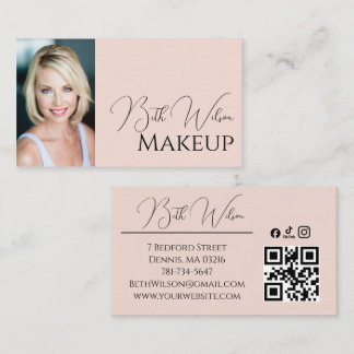 Rosa Schrift Soziales Icon QR-Code Foto Makeup Visitenkarte