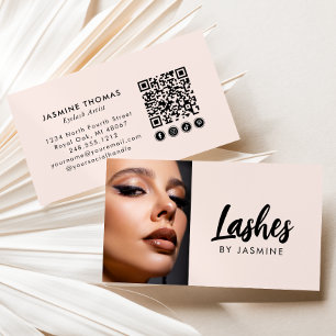 Rosa Schrift Soziales Icon QR-Code Foto Wimpern Visitenkarte