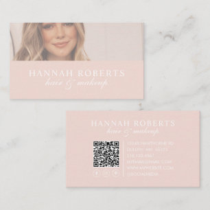 Rosa Schrift Soziales QR-Code Foto Haar Make-up Visitenkarte