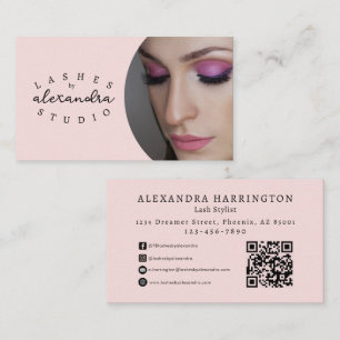 Rosa Schrift Soziales Symbol QR-Code Foto Wimpern Visitenkarte