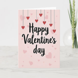 Rosa Schriftzug Frohes Valentinstag-Karte Karte