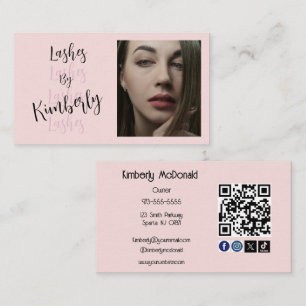 Rosa Schriftzug Social Icon QR Code Foto Wimpern Visitenkarte
