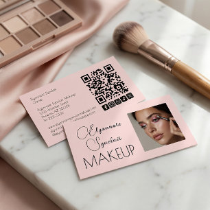 Rosa Schriftzug Soziale Icon QR-Code Foto Make-up Visitenkarte