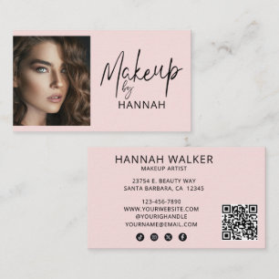Rosa Schriftzug Soziale Icon QR-Code Foto Make-up Visitenkarte